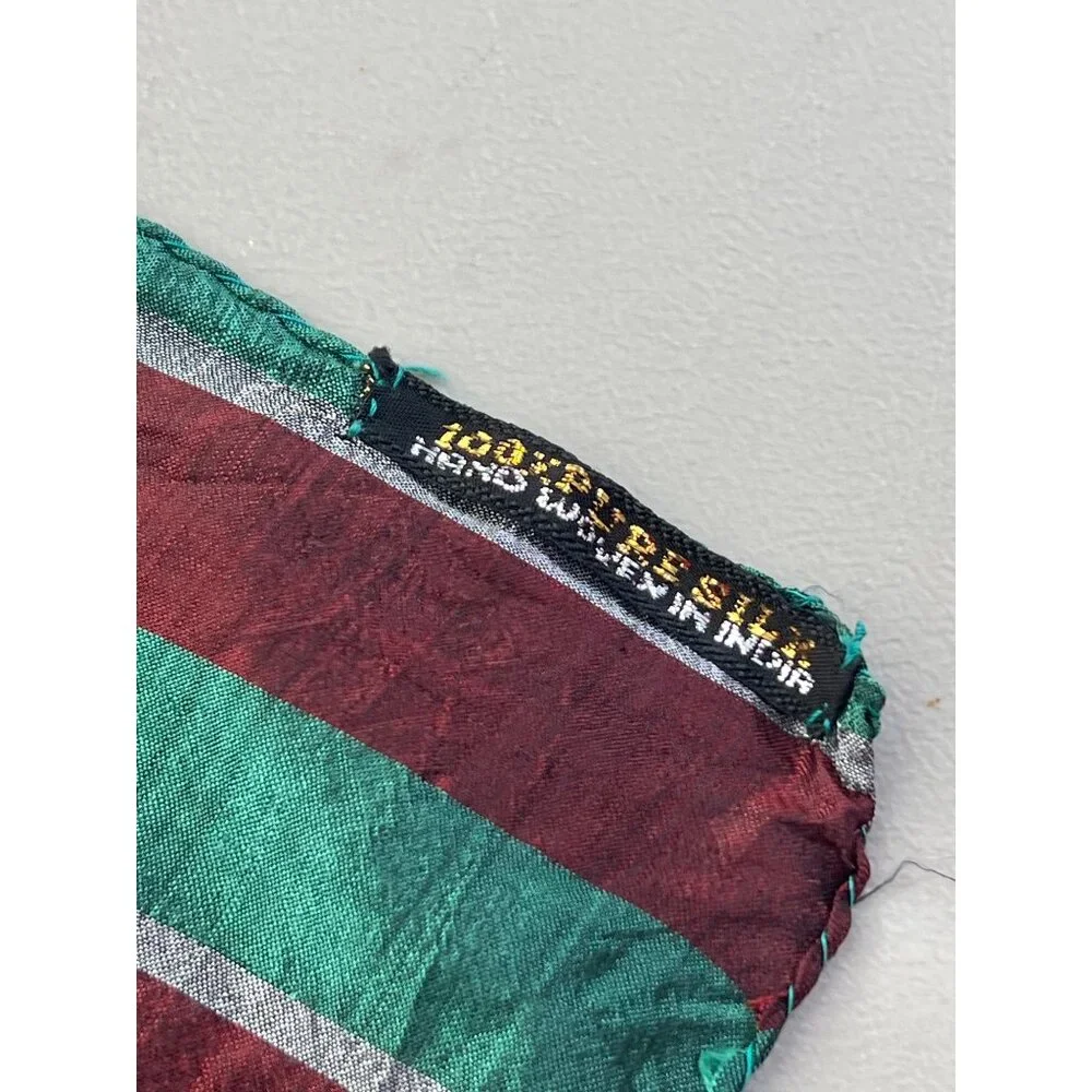 Vintage Stripe Colorblock Rectangle Scarf Lightweight Pure Silk Neck Wrap